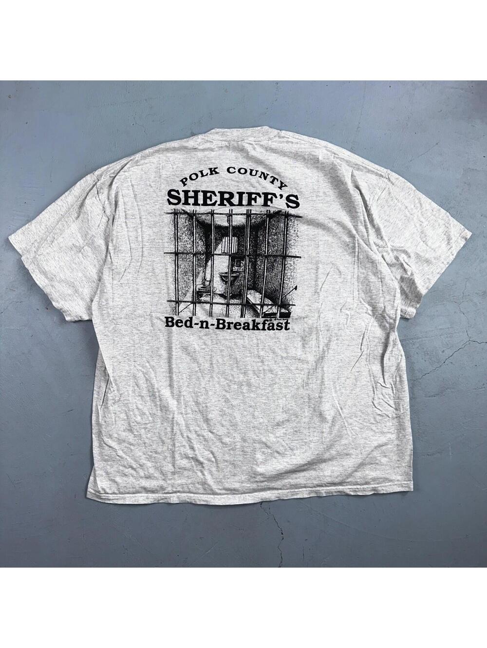 Polk County Sheriffs Bed Breakfast Funny VTG T Shirt 90s JERZEES Prison Police
